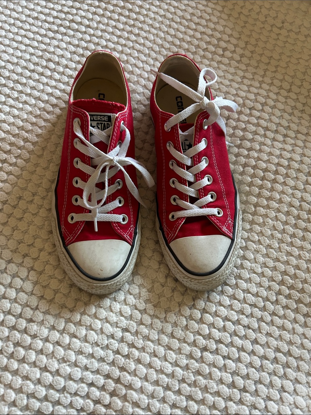 Converse Red and White Low-Top Canvas Sneakers